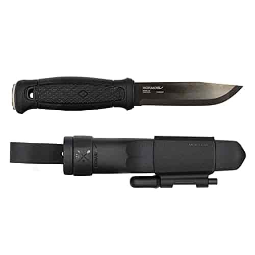 Morakniv Garberg Carbon Steel Full-Tang Fixed-Blade Survival Knife with Sheath and Fire Starter, Black, 4.3 Inch Morakniv Garberg Carbon Steel Full-Tang Fixed-Blade Survival Knife with Sheath and Fire Starter, Black, 4.3 Inch