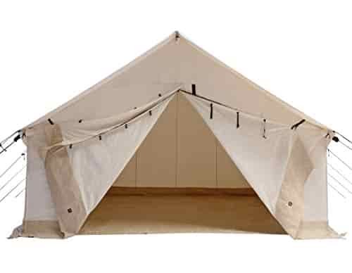 WHITEDUCK Alpha Canvas Wall Tent Waterproof 4 Season Outdoor Camping & Hunting Tent w/Heavy Duty Aluminum Frame, Best for Large Groups, Families & Outfitters (14'x16', Water Repellent)