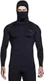 TSLA Men's Thermal Compression Shirts Hoodie with Mask, Long Sleeve Winter Sports Base Layer Top, Active Running Shirt, Heatlock Hoodie Black, X-Large