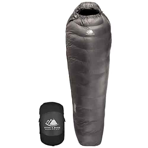 Hyke & Byke Katahdin 0 F Hiking & Backpacking Sleeping Bag - 4 Season, 625FP Ultralight Sleeping Bag - Water Resistant - Charcoal Gray - Regular Hyke & Byke Katahdin 0 F Hiking & Backpacking Sleeping Bag - 4 Season, 625FP Ultralight Sleeping Bag - Water Resistant - Charcoal Gray - Regular