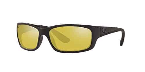 Costa Del Mar Men's Jose Rectangular Sunglasses, Blackout/Sunrise Silver Mirrored Polarized 580G, 62 mm