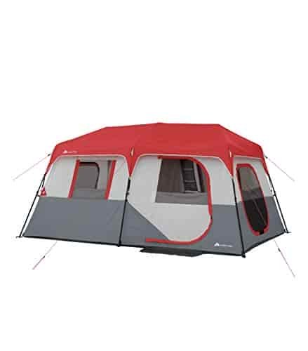 Ozark Trail Instant Cabin Tent with Built in Cabin Lights, Sleeps 10, 14' x 10' x 78", Easy Set Up, Includes Rain Fly, Fits 2 Queen Air Mattresses!