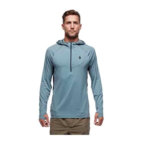 Black Diamond Mens Alpenglow Pro Sun-Cover Quarter-Zip Athletic Hoody, Storm Blue, Small