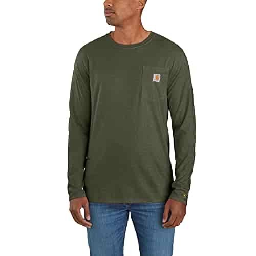 Carhartt Men's Force Relaxed Fit Midweight Long-Sleeve Pocket T-Shirt, Basil Heather, Large Carhartt Men's Force Relaxed Fit Midweight Long-Sleeve Pocket T-Shirt, Basil Heather, Large