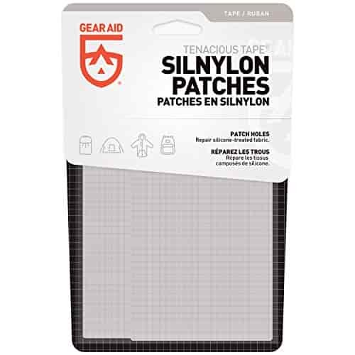 GEAR AID Tenacious Tape Silnylon Patches for Silicone Tent and Tarp Repair, 3”x5”, Clear