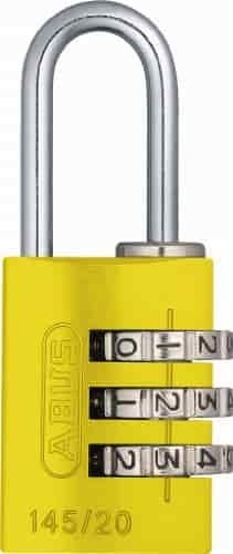 ABUS 145/20 C 20mm Body 3 Dial Resettable Combination Padlock, Yellow ABUS 145/20 C 20mm Body 3 Dial Resettable Combination Padlock, Yellow