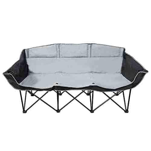GoTEAM! 3 Seat Portable Folding Bench/Couch - Black/Gray