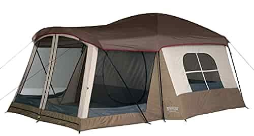 Wenzel Klondike 8 Person Water Resistant Tent with Convertible Screen Room for Family Camping