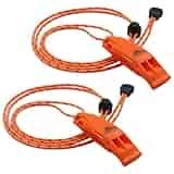 LuxoGear Emergency Whistles with Lanyard Safety Whistle Survival Shrill Loud Blast for Kayak Life Vest Jacket Boating Fishing Boat Camping Hiking Hunting Rescue Signaling Kids Lifeguard Plastic 2 Pack LuxoGear Emergency Whistles with Lanyard Safety Whistle Survival Shrill Loud Blast for Kayak Life Vest Jacket Boating Fishing Boat Camping Hiking Hunting Rescue Signaling Kids Lifeguard Plastic 2 Pack