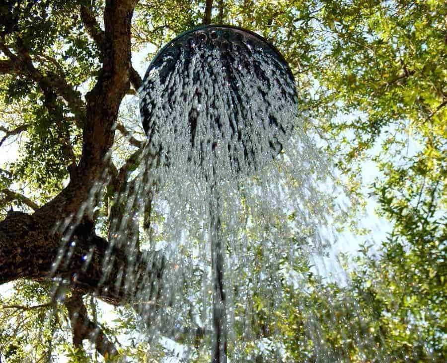 outdoor shower with pump