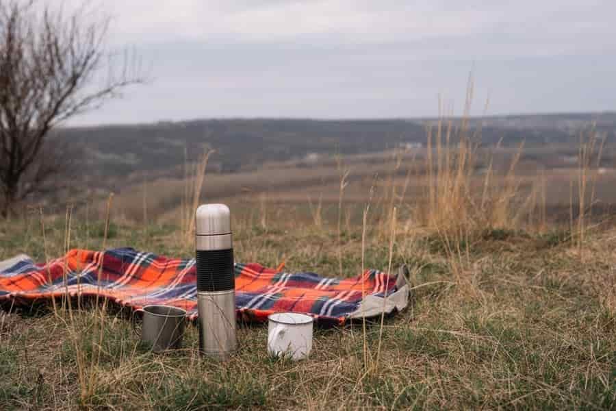 bushcraft blanket with coffee flask