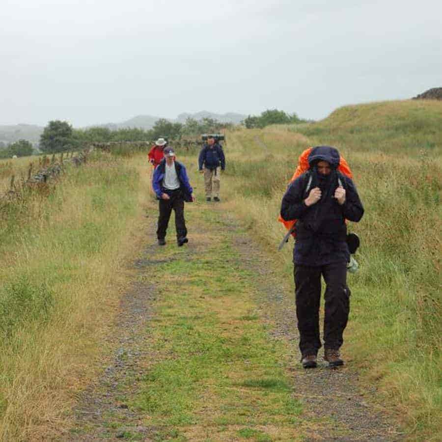 hiking in the rain