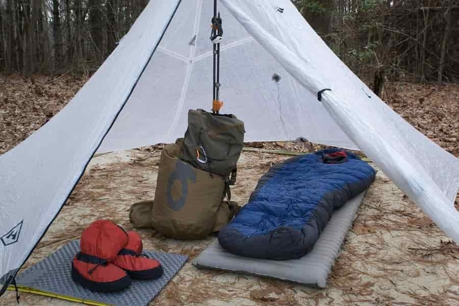 tarp camping in winter