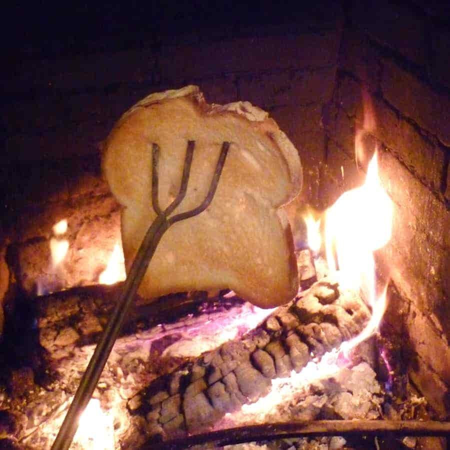 Camping toast over a fire