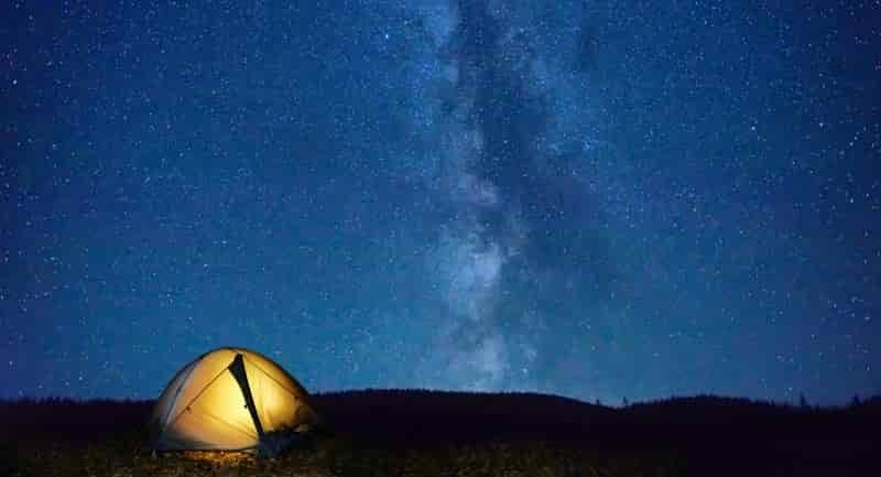 star gazing for fun camping in a tent view