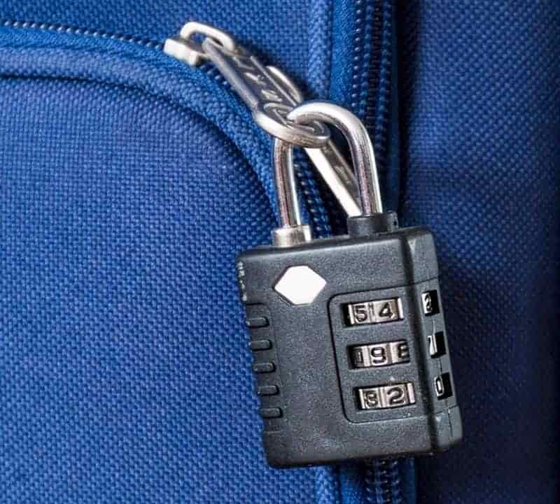 small combination padlock on zip lock