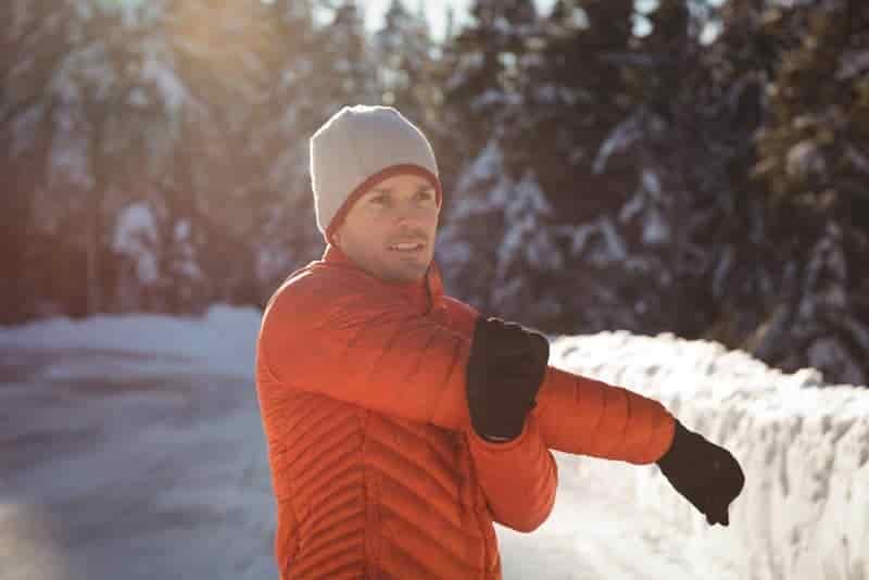 down puffer jacket testing the fit