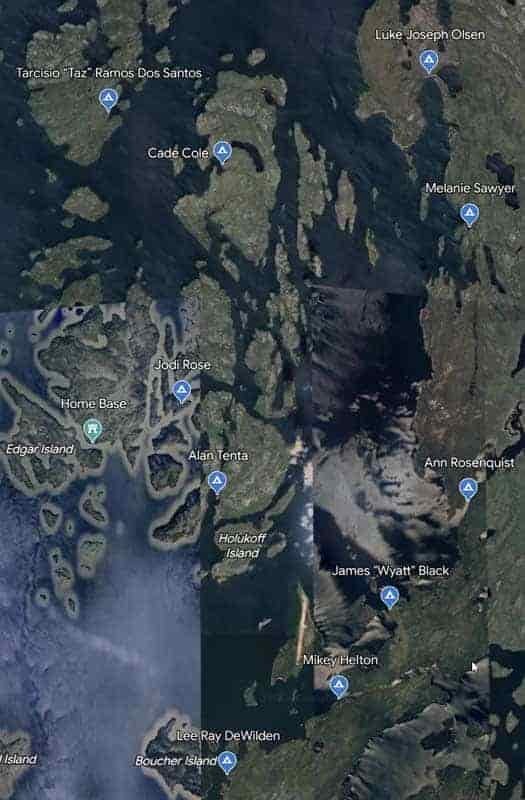 Map of Alone Contestant Locations