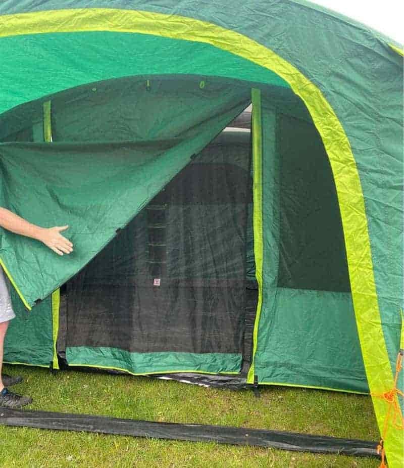 inside a tent with screen porch